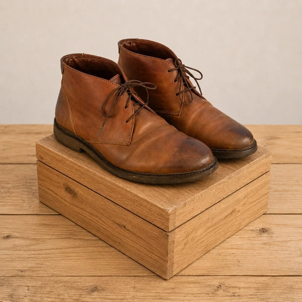 Johnston & Murphy Copeland Chukka Boots Mens Size 10 Tan Brown Tumbled Leather